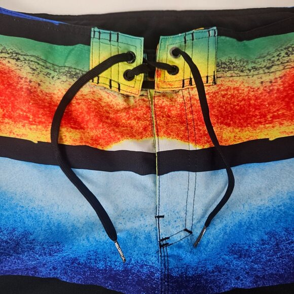 Hang Ten Men's Vibrant Rainbow Stripe Board Shorts Size 38 Beach Summer Casual - Picture 3 of 6
